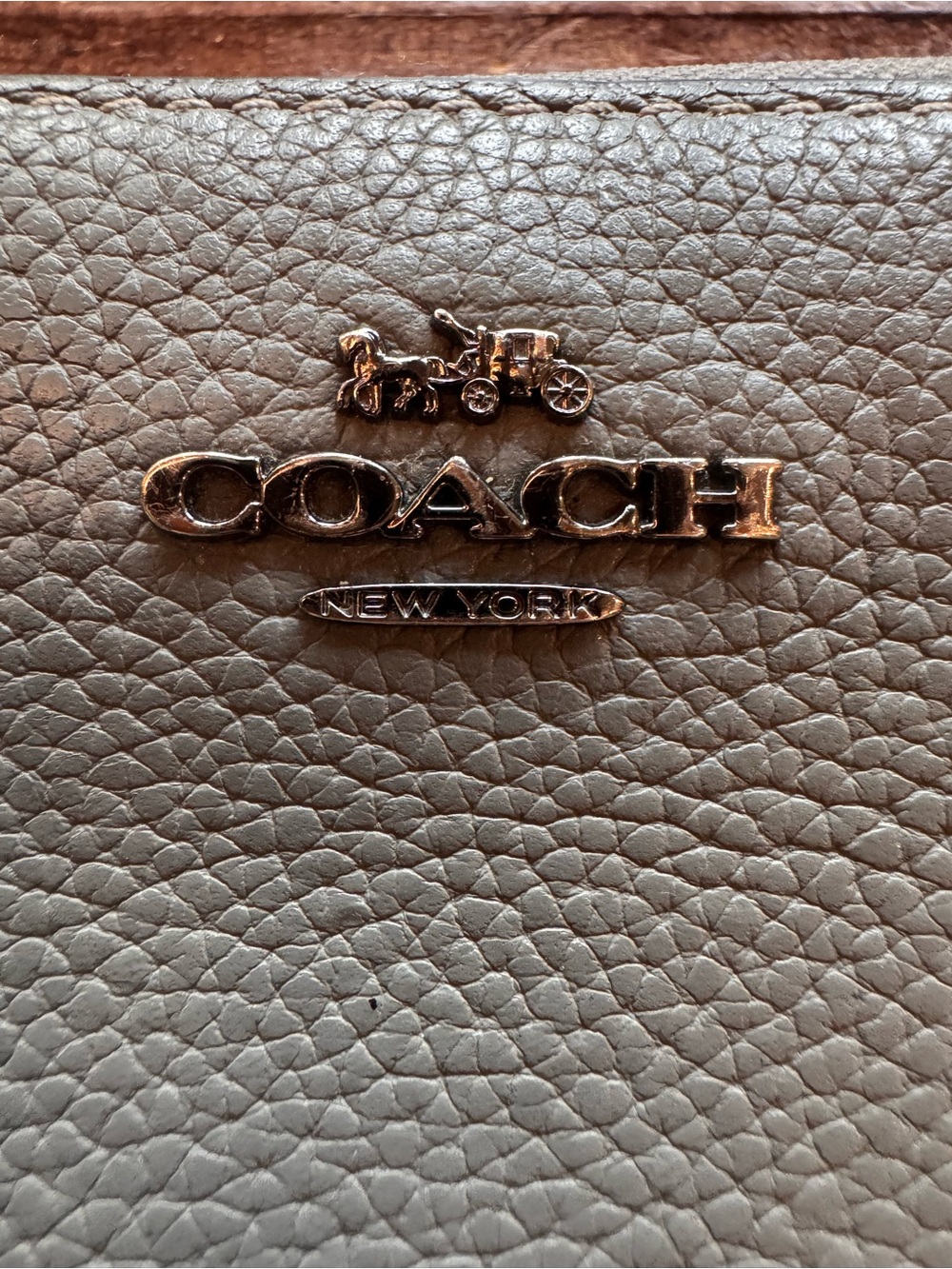Coach Leather Zip Around Wallet Taupe Gray Pebbled Leather Long Wallet - Picture 5 of 8